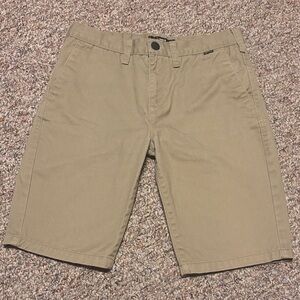 Hurley Boys Youth 18 Tan Khaki Flat Front Shorts with pockets